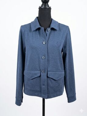 Brooks Brothers Heather Blue Button-Front Utility Jacket